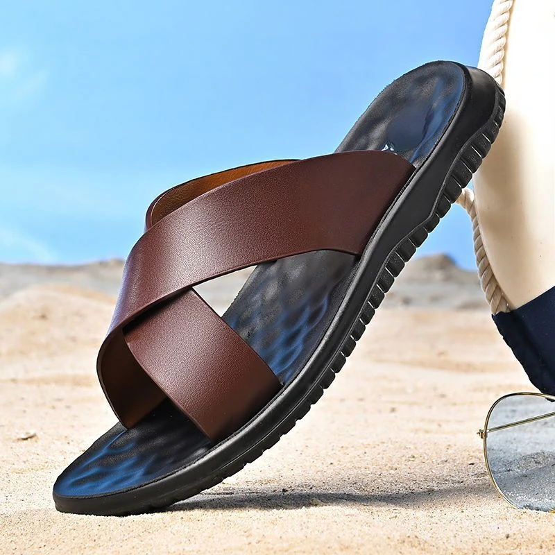 Flip Flop Leather Men - XIHAHA High Quality Big Size 47